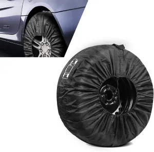 1 PC Car Spare Tire Cover, 48.81" x 23.62" Dust and Scratch-Proof Portable Tire Totes, Tire Wheel Protector with Pocket & Handle, Universal for Most Cars (Black)