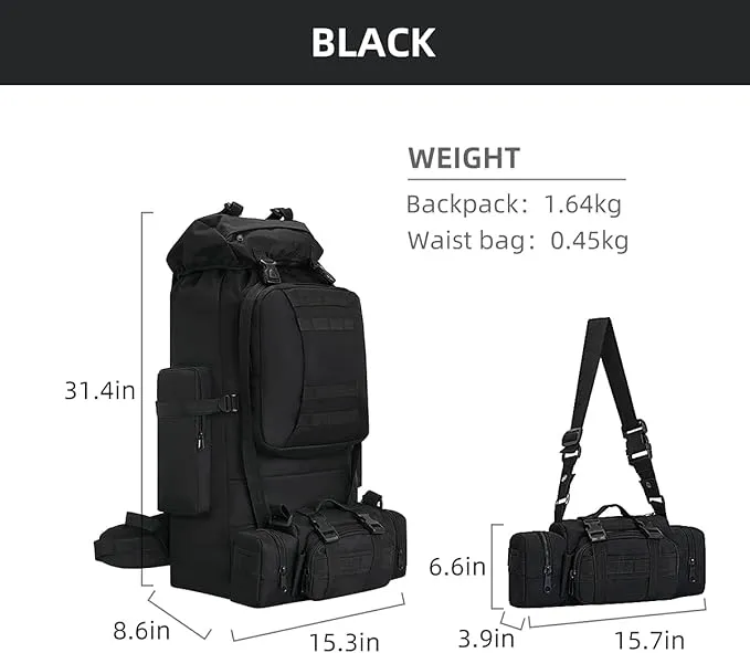 100L Camping Hiking Backpack,Molle military Tactical rucksack backpack,Waterproof Lightweight Hiking Backpack