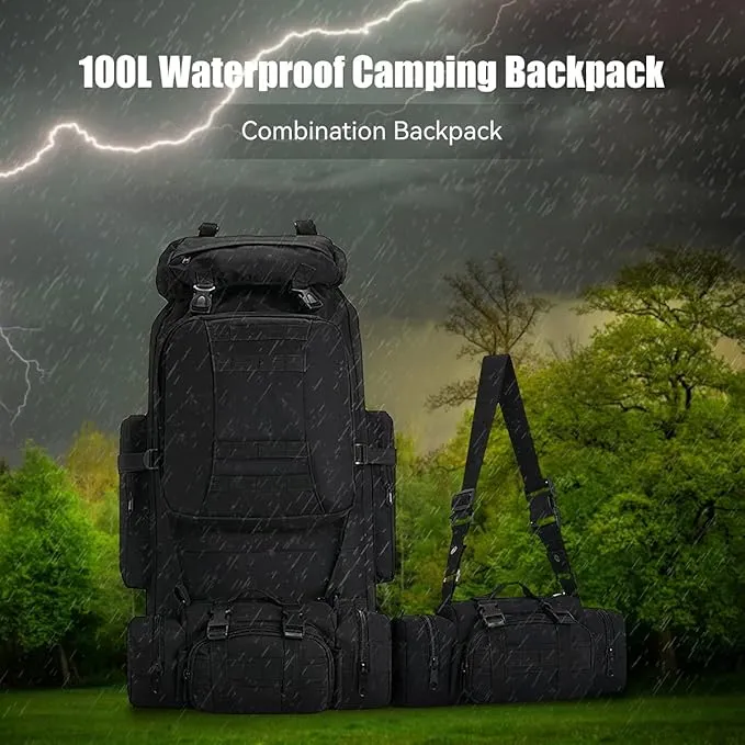 100L Camping Hiking Backpack,Molle military Tactical rucksack backpack,Waterproof Lightweight Hiking Backpack