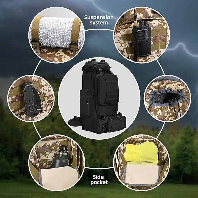 100L Camping Hiking Backpack,Molle military Tactical rucksack backpack,Waterproof Lightweight Hiking Backpack