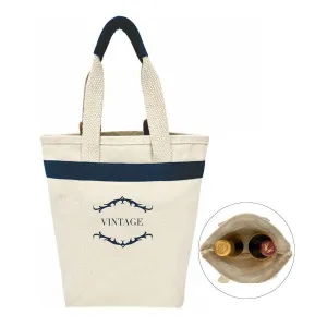 16 Oz. Navy Canvas Gift Bag / Wine Tote Bag (Q971211)