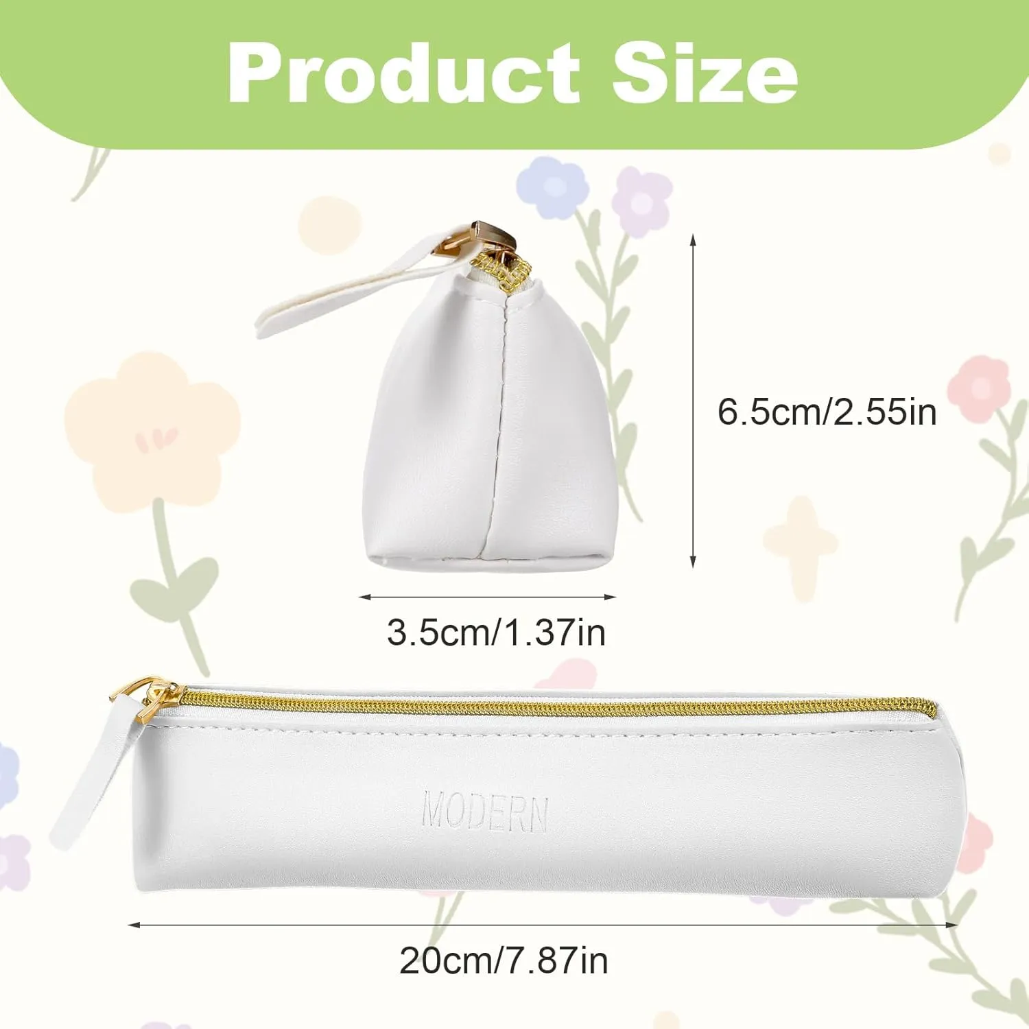 2pcs Small Leather Pouch Mini Cosmetic Bag for Purse Small Make Up Bag with Zipper Portable Small Cosmetic Organizer for Women and Girls(blue white)