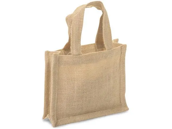 6 ct Small Burlap Party Favor Bags / Jute Gift Tote Bags - Pack of 6