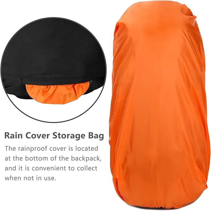 60L Hiking Backpack Men Camping Backpack with rain cover Lightweight Backpacking Backpack Travel Backpack (Black)