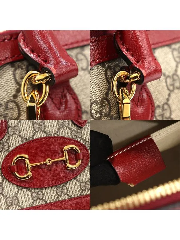 640716 GG Supreme Canvas Red Leather Horsebit 1955 Mini Top Handle Bag 2WAY