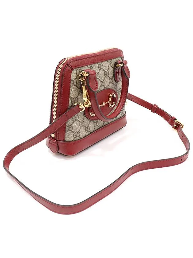 640716 GG Supreme Canvas Red Leather Horsebit 1955 Mini Top Handle Bag 2WAY