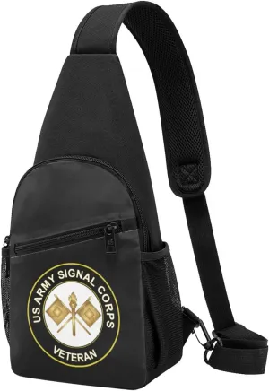 Army Signal Corps Veteran Sling Bag Crossbody Backpack Shoulder Casual Daypack Bags for Men