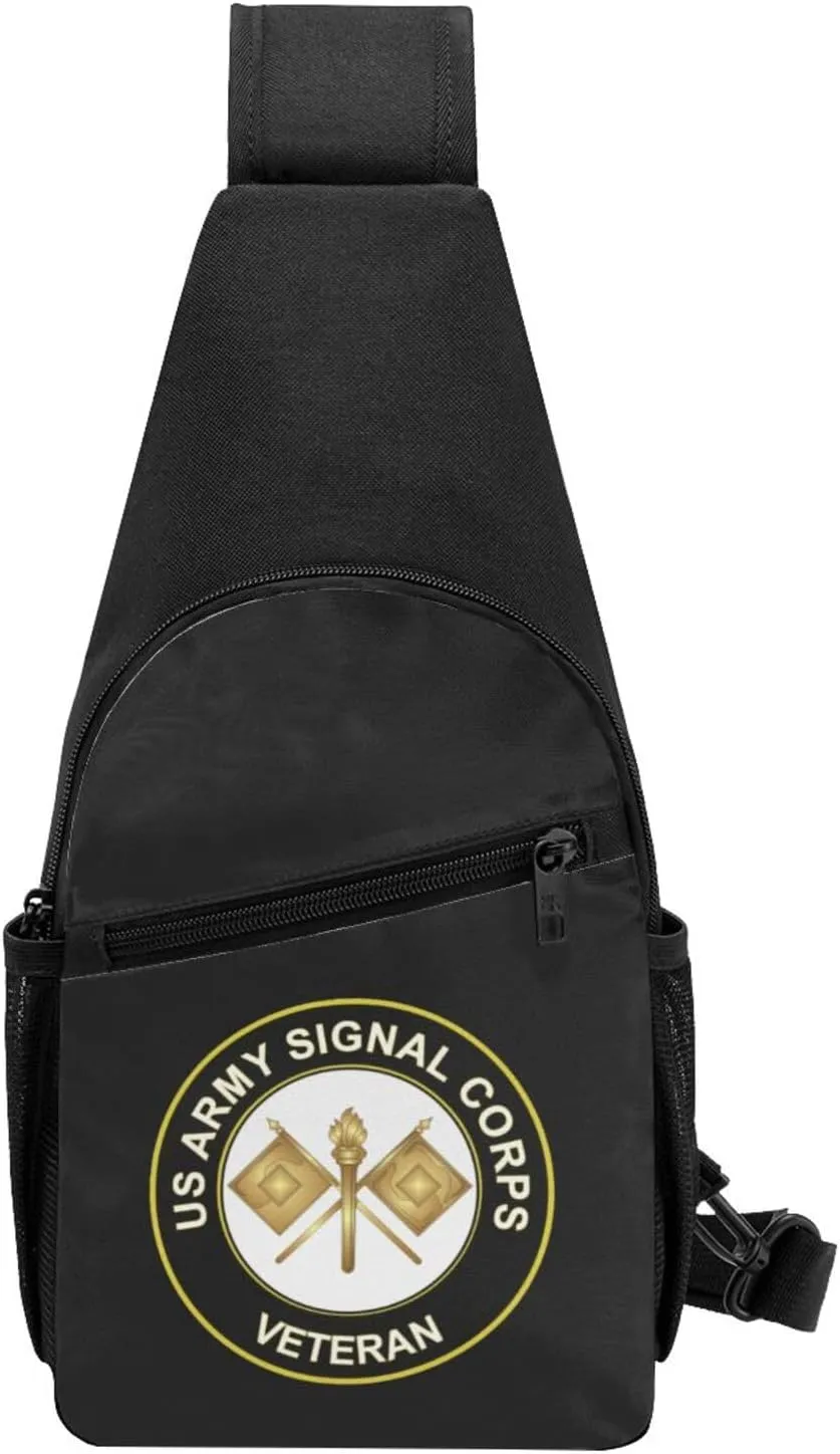 Army Signal Corps Veteran Sling Bag Crossbody Backpack Shoulder Casual Daypack Bags for Men