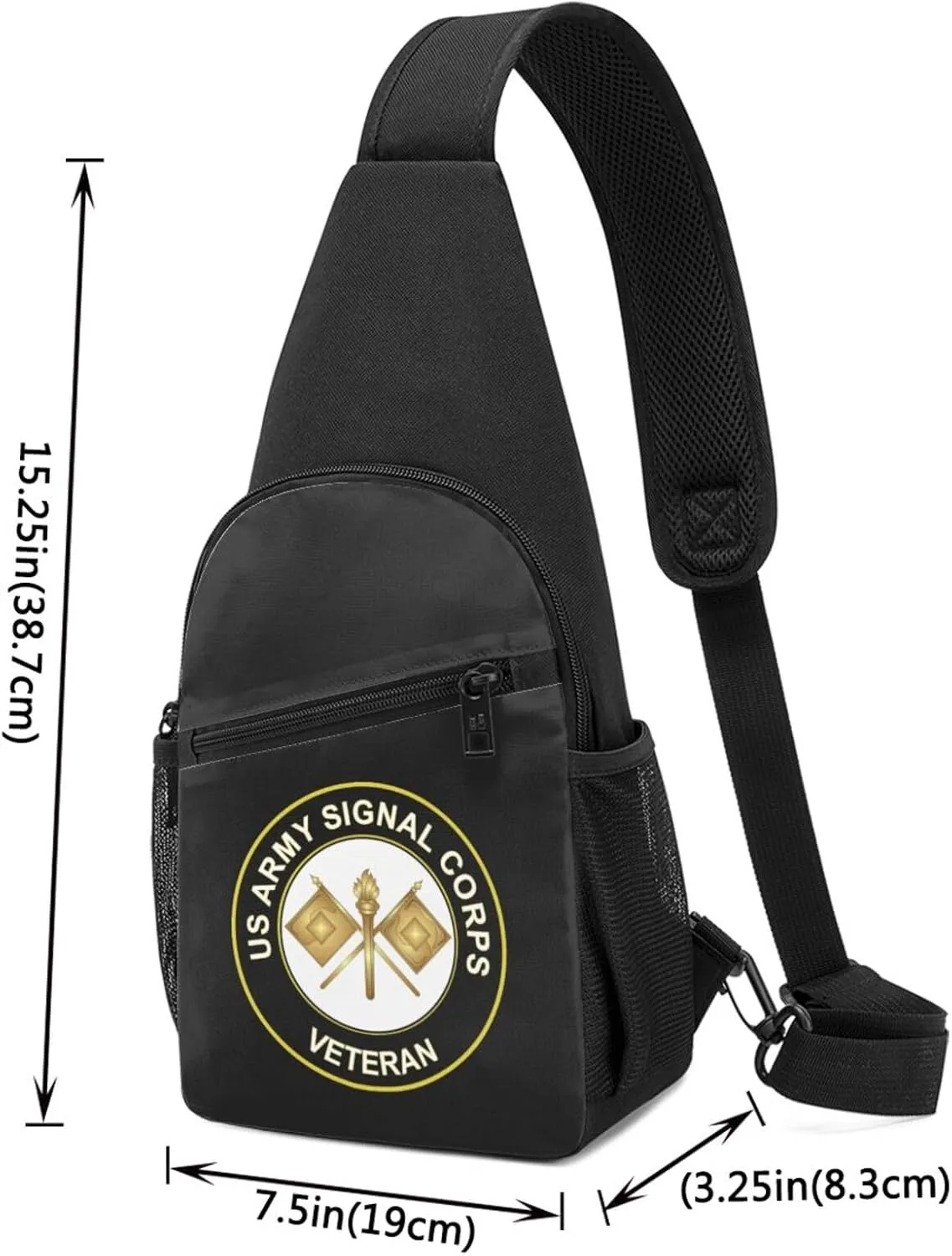 Army Signal Corps Veteran Sling Bag Crossbody Backpack Shoulder Casual Daypack Bags for Men
