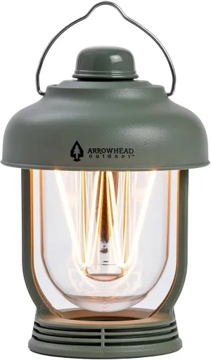 ARROWHEAD OUTDOOR 6-inch LED Camping Lantern, 4 Lighting Modes, USB-C Charging, IP6X, Max. 280 Lumens, Carabiner Included, Army Green