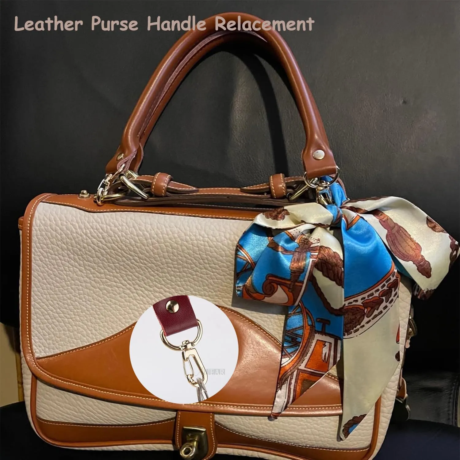 AUEAR, Replacement Handles Purses Straps Brown Handbag Strap for Small Handmade Straw Bag (15.7 Inches, Style A, 2 Pack)