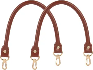 AUEAR, Replacement Handles Purses Straps Brown Handbag Strap for Small Handmade Straw Bag (15.7 Inches, Style A, 2 Pack)