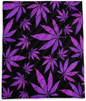 Axolotl Purple Black Leaves Puffy Camping Blanket,Floral Botanical Packable Outdoor Blanket,Needle Leaf Lightweight Waterproof Camping Blanket,Waterproof Backpacking for Camping,Sleeping,Hiking,Picnic