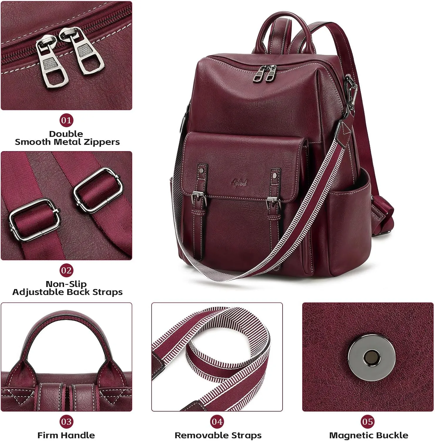 Backpack Purse for Women PU Leather Back Packs Designer Ladies Shoulder Bag Fashion Faux Work Travel Handbags
