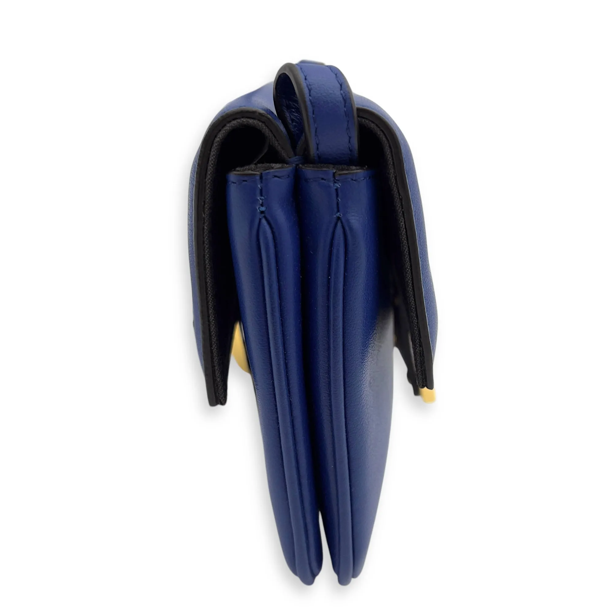 Baguette Blue Crossbody Bag in Calfskin, Gold hardware