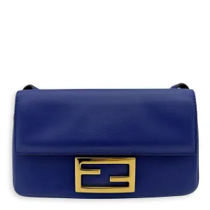 Baguette Blue Crossbody Bag in Calfskin, Gold hardware