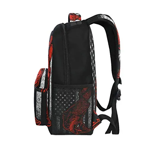 Bass Fishing Lure And American Flag Casual Backpack Bag, Fashion Lightweight Backpacks for Children's Gifts