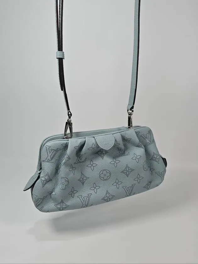 Blue Mahina Leather Scala Mini Pouch Cross Bag