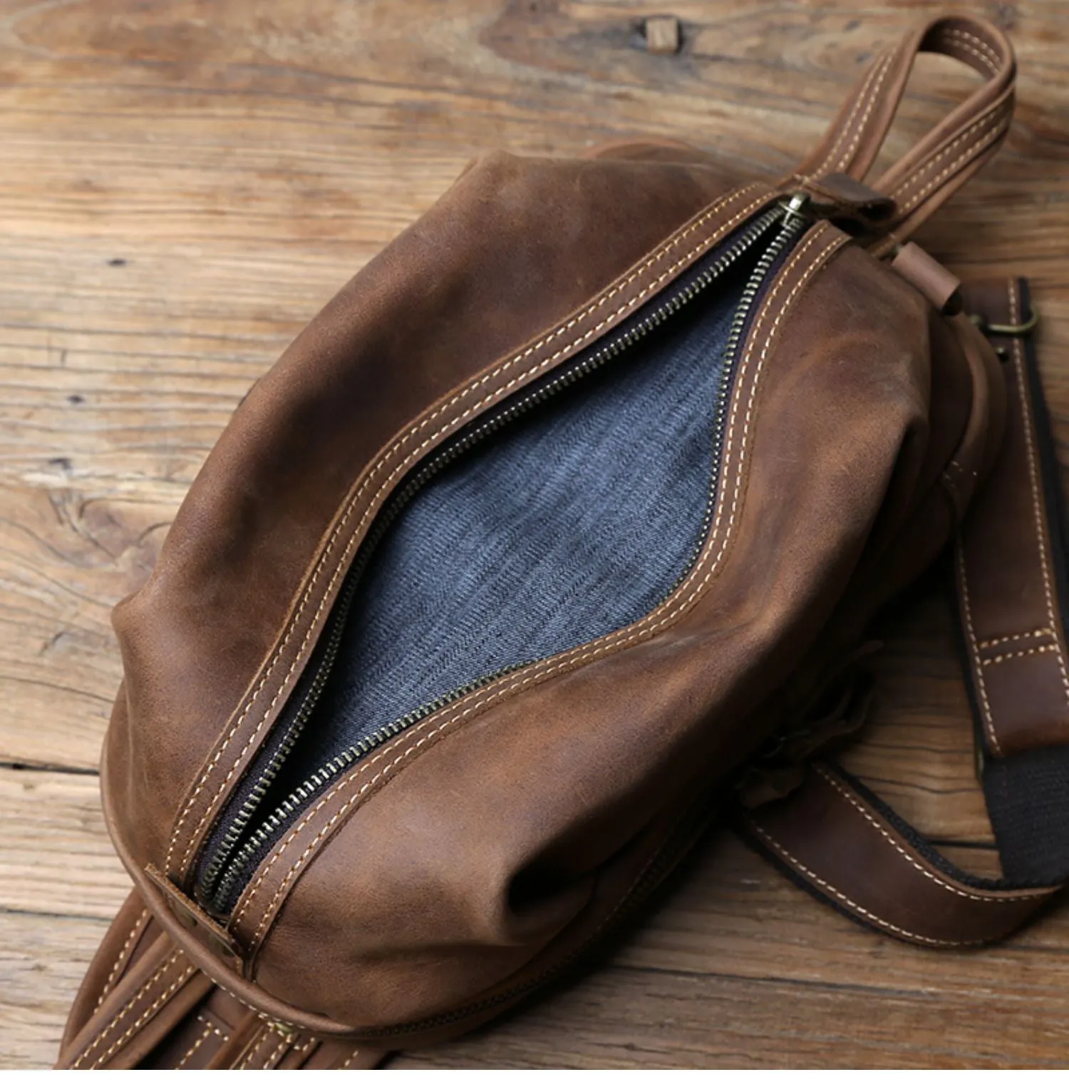 Brown Leather Sling Pack Cool Sling Bags for Men Cool Mens Sling Bags Crossbody Chest Bag