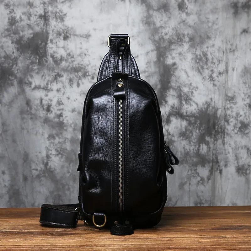 Brown Leather Sling Pack Cool Sling Bags for Men Cool Mens Sling Bags Crossbody Chest Bag