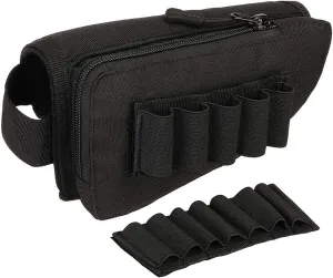 Buttstock Shell Holder, Tactical Shell Holder for Shotgun Rifle Cheek Rest Pouch2-Way Double Zipper Utility Pouch