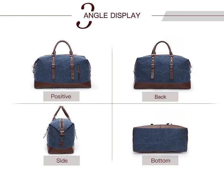 Canvas and Leather Men's Overnight Travel Bag