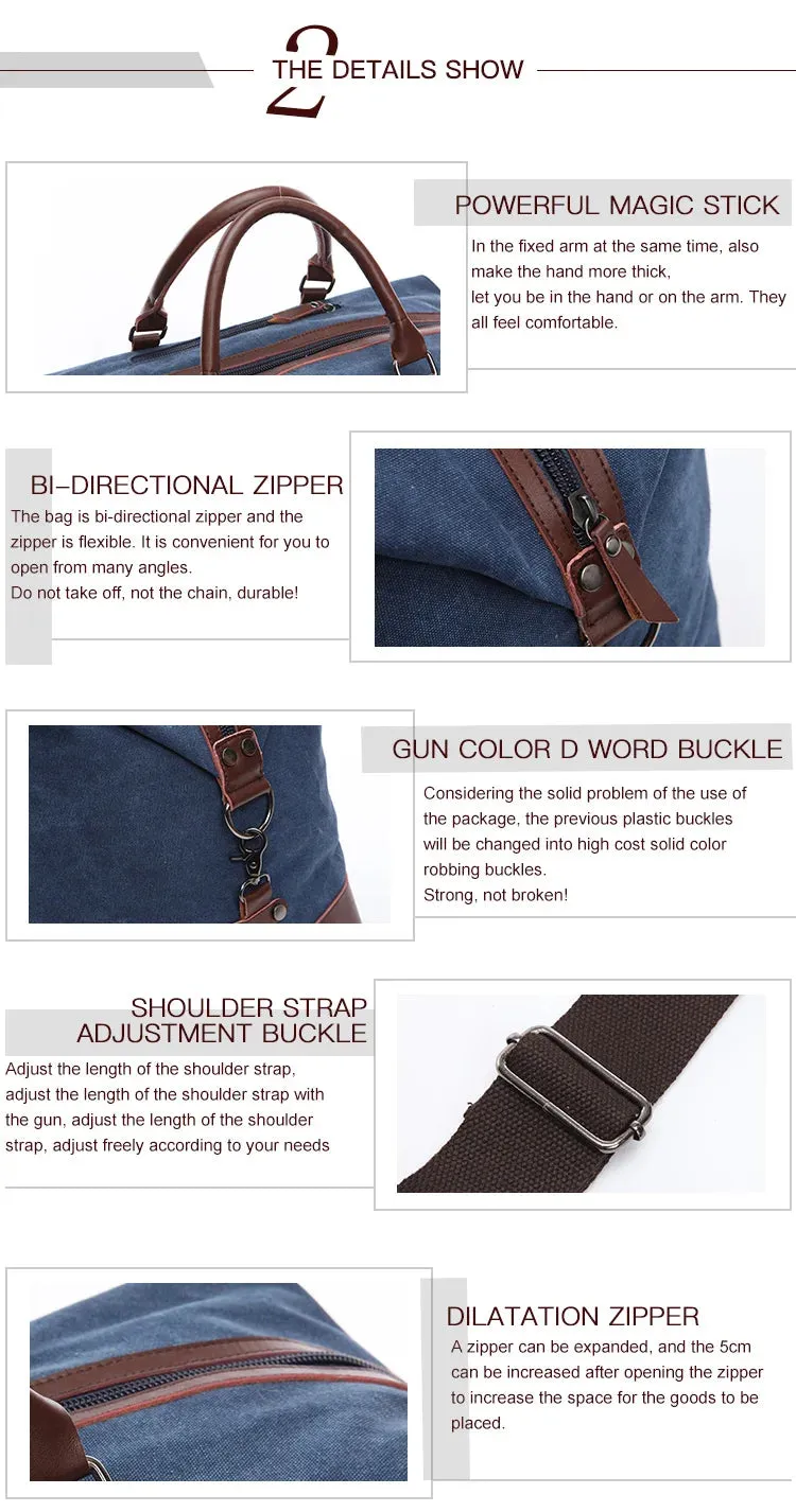 Canvas and Leather Men's Overnight Travel Bag