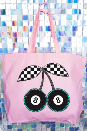 Checkered Cherries Canvas Jumbo Tote