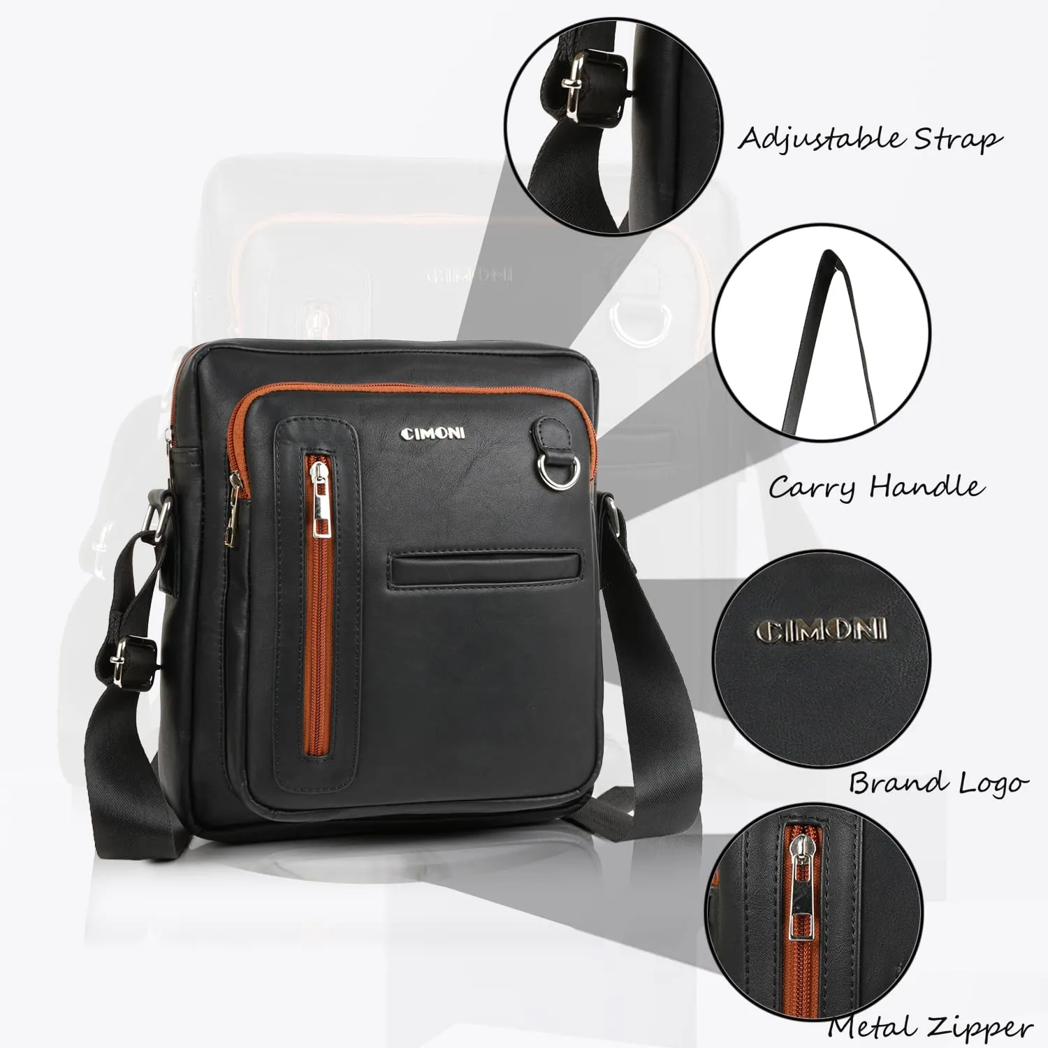 CIMONI® Premium Genuine Leather Bag Classic Design Travel Bag for Office, College & Business With Adjustable Straps Daytrip Crossbody Slingbag