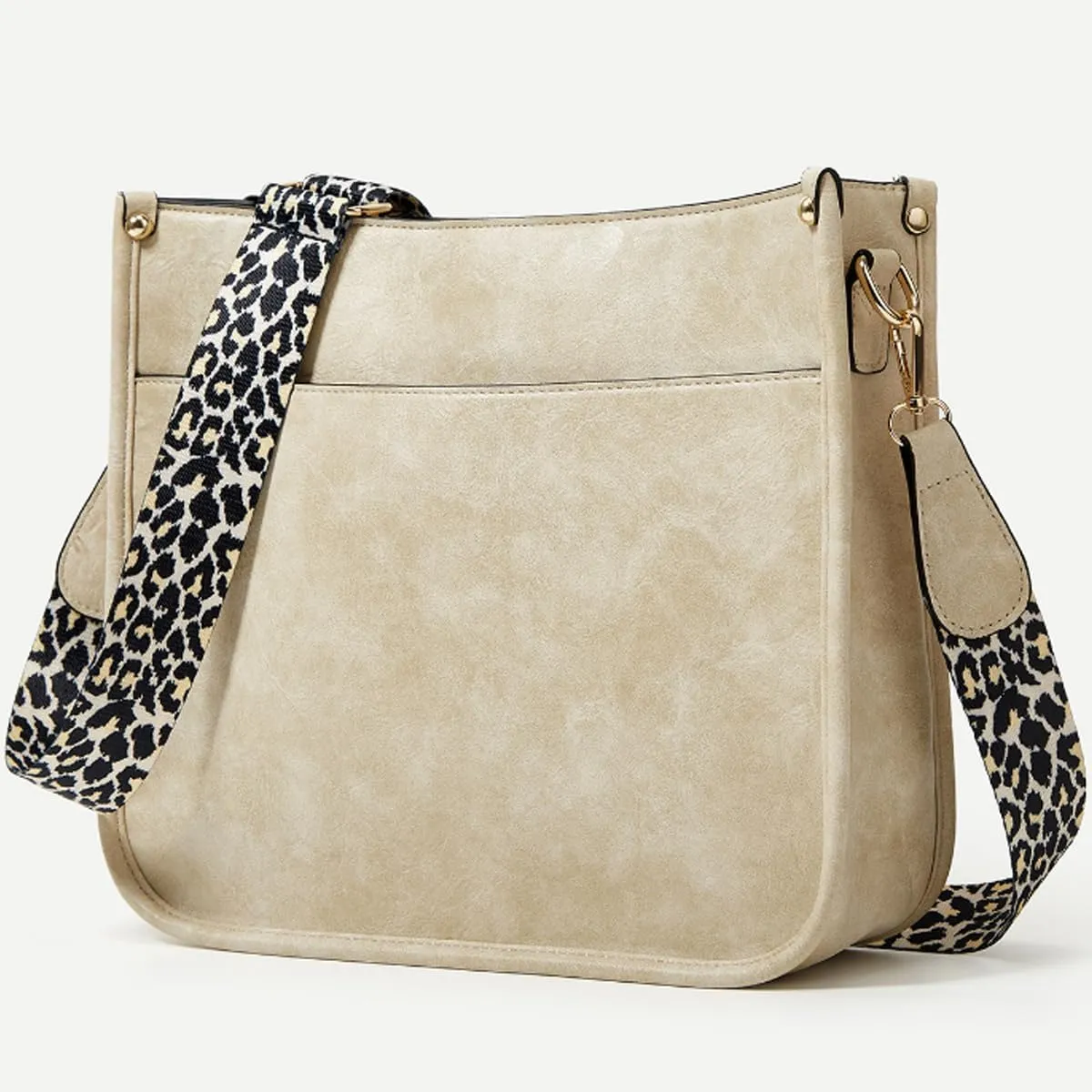Crossbody Bags for Women Designer Leather Hobo Handbags With 2 Adjustable Leopard Guitar Strap Shoulder Bucket Bags