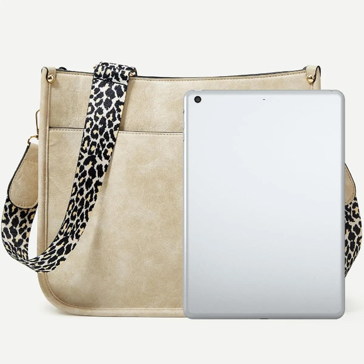 Crossbody Bags for Women Designer Leather Hobo Handbags With 2 Adjustable Leopard Guitar Strap Shoulder Bucket Bags