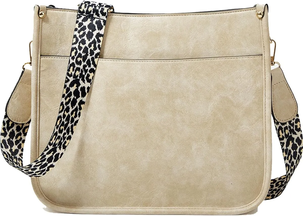 Crossbody Bags for Women Designer Leather Hobo Handbags With 2 Adjustable Leopard Guitar Strap Shoulder Bucket Bags