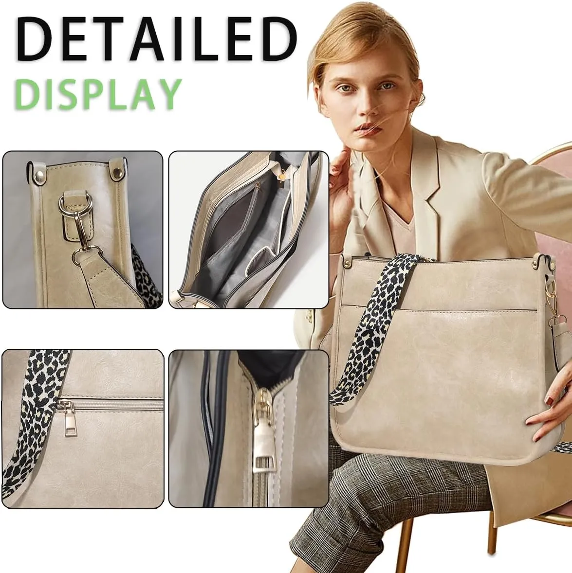 Crossbody Bags for Women Vegan Leather Hobo Purses Shoulder Handbags for with Wide Adjustable Strap Wallet