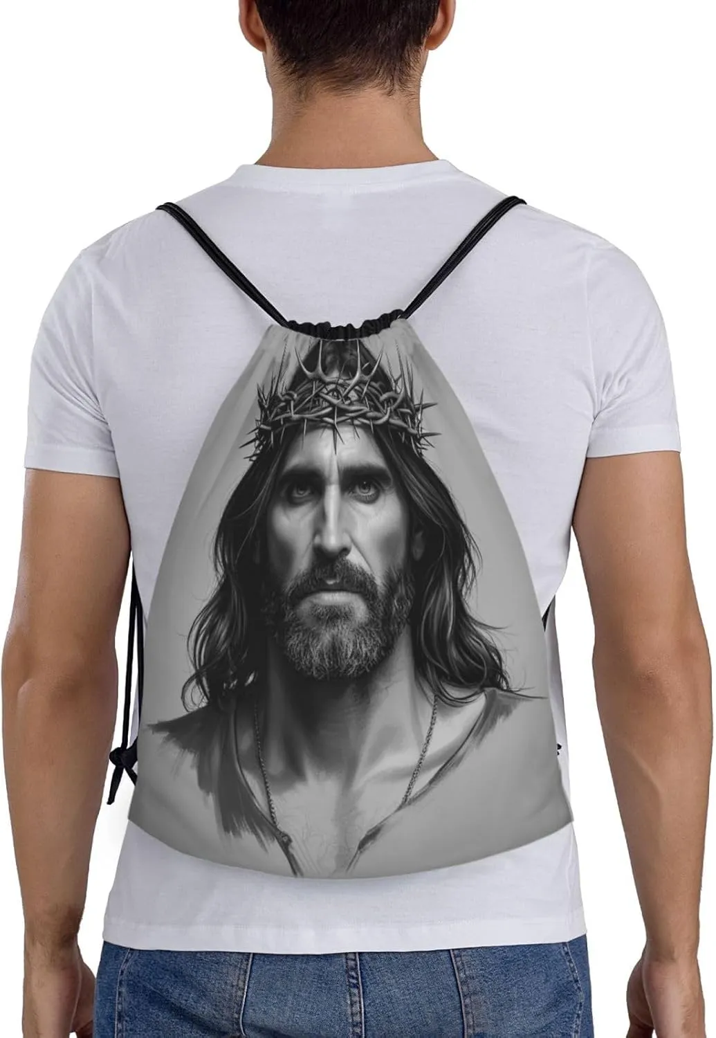 Crown of thorns Print Drawstring Bags 210D Polyester Backpack Foldable Sports Drawstring Sack Mini Travel Daypack