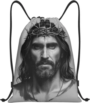 Crown of thorns Print Drawstring Bags 210D Polyester Backpack Foldable Sports Drawstring Sack Mini Travel Daypack