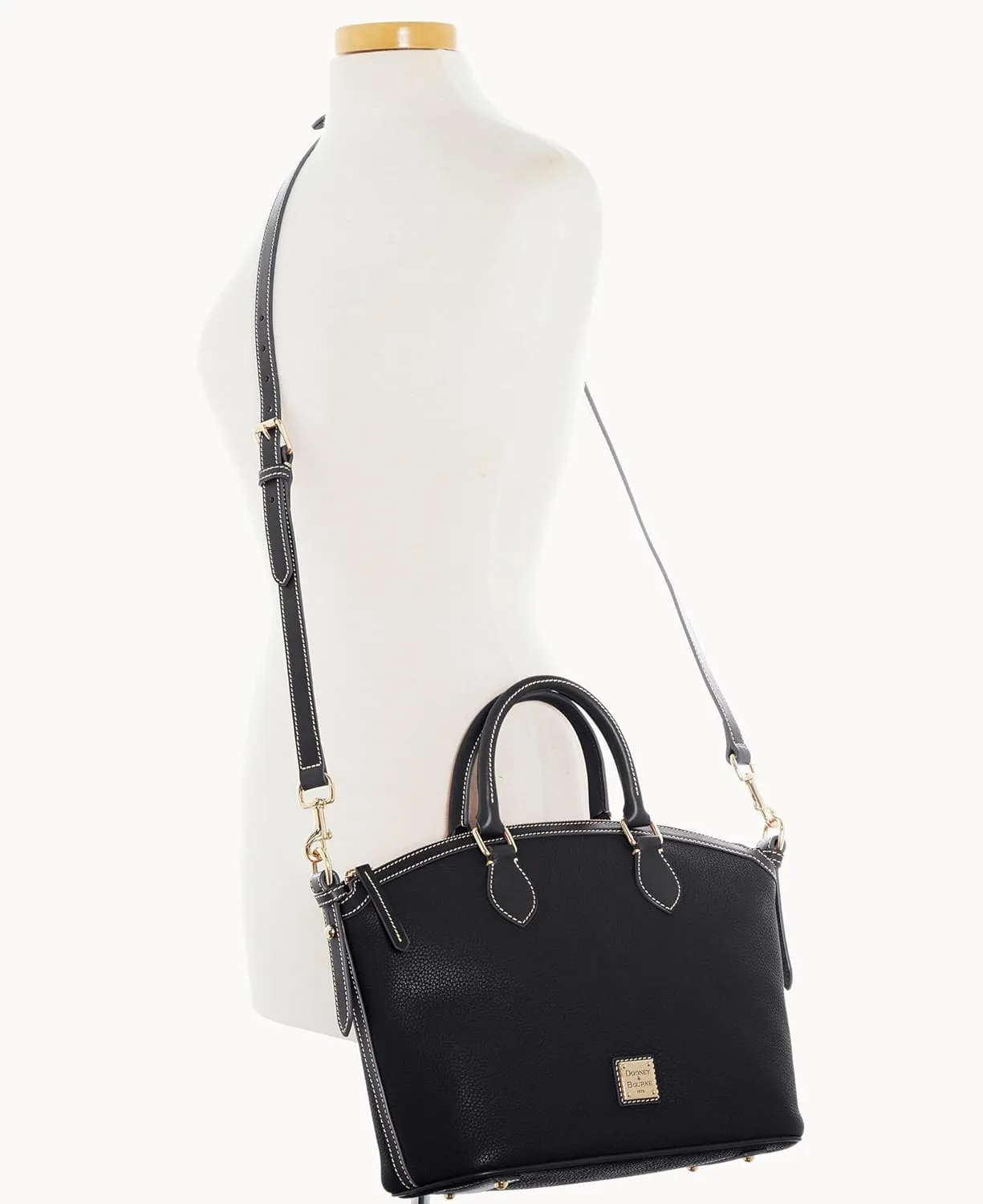 Dooney & Bourke Satchel Handbags for Women, Domed Leather Satchel Bag with Top Handles and Removable Crossbody Strap