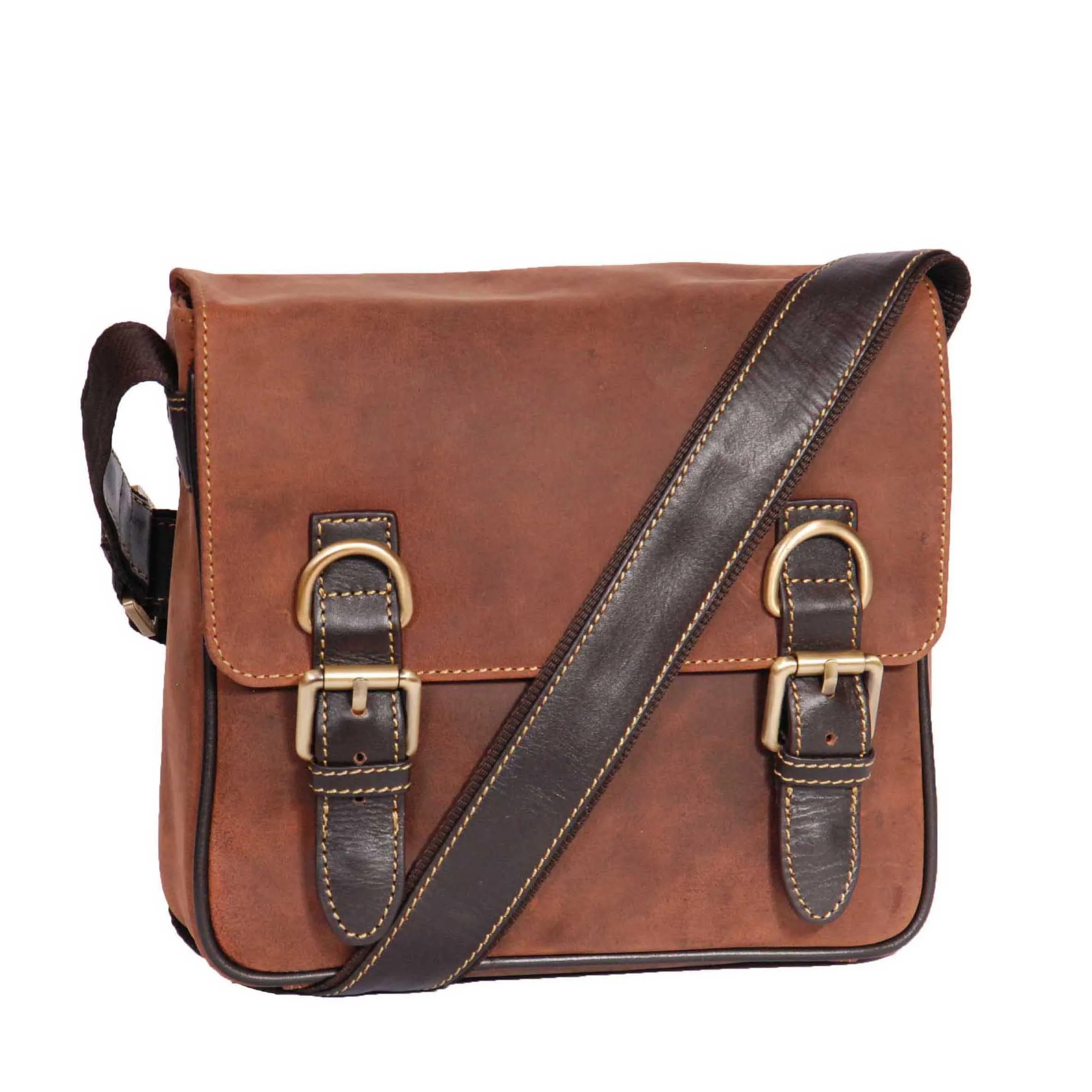 DR393 Satchel Style Leather Flight Bag Tan