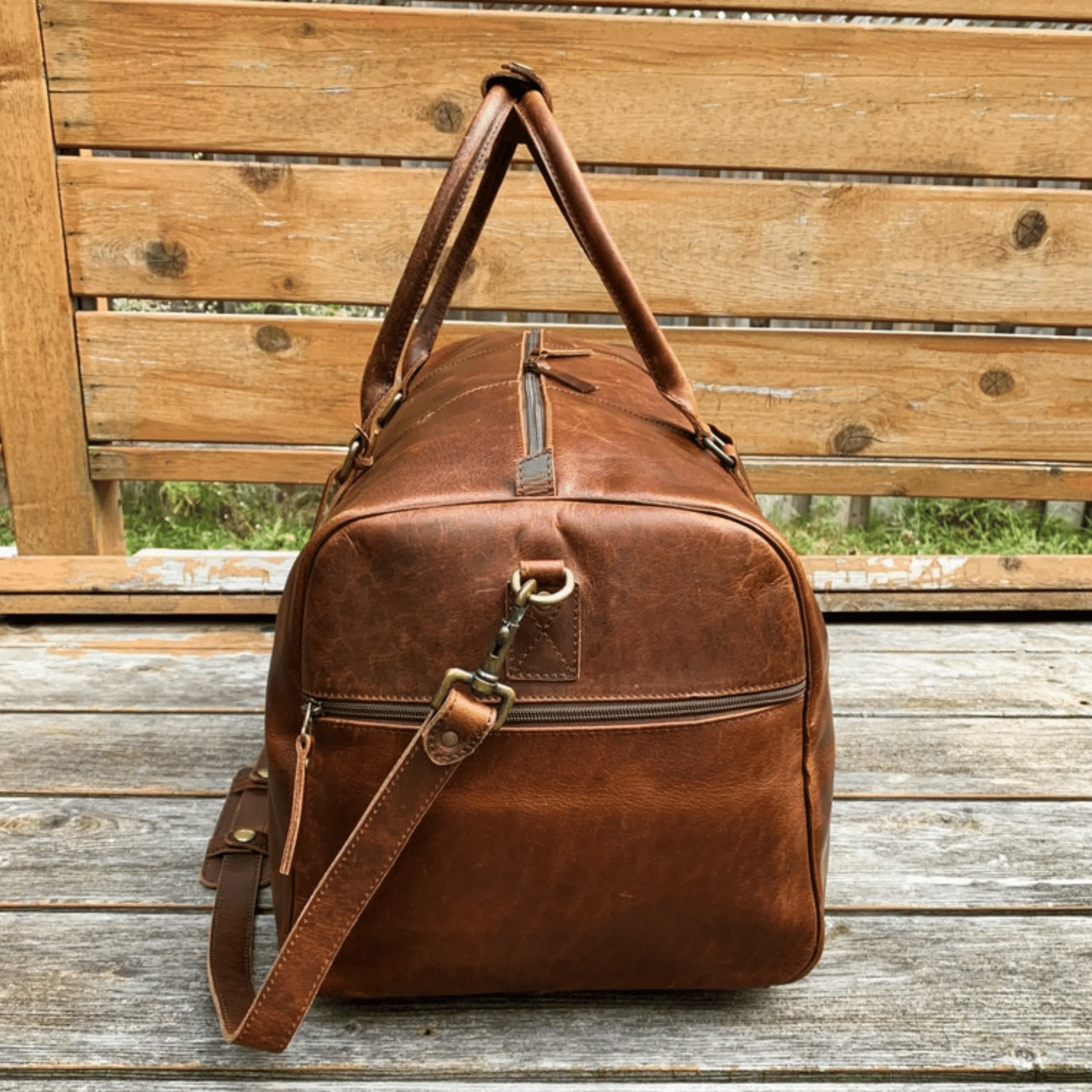 Genuine Leather Brown Travel Duffle Bag