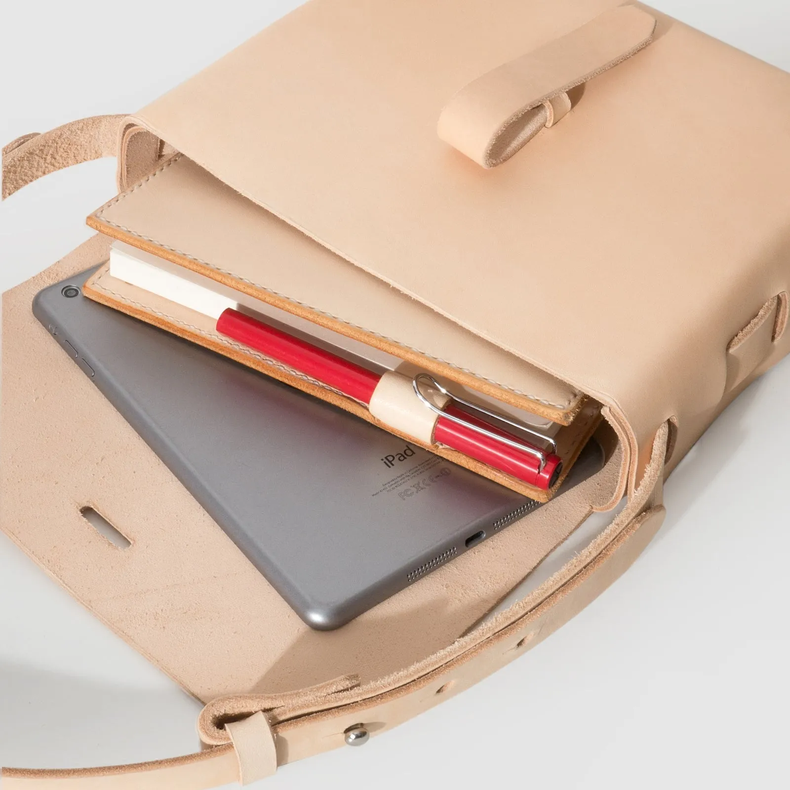 Handmade Beige Leather Satchel Bags Purses