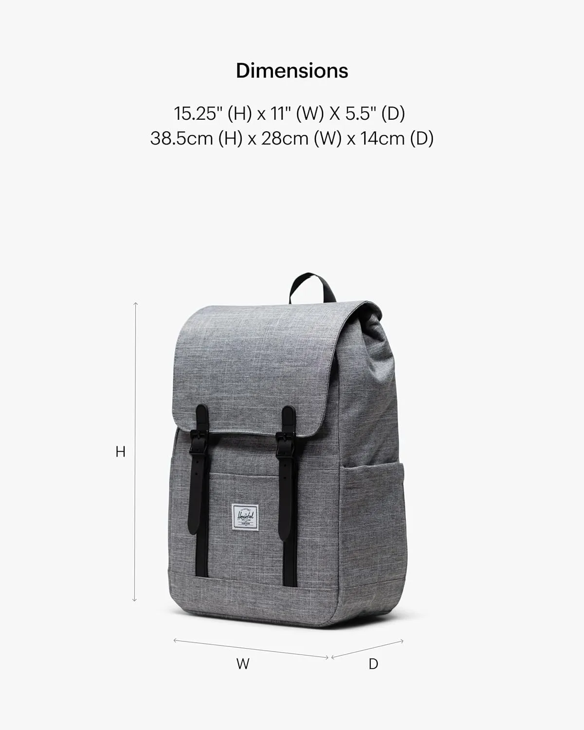 Herschel Supply Co. Retreat Backpack, Raven Crosshatch, Small-17L