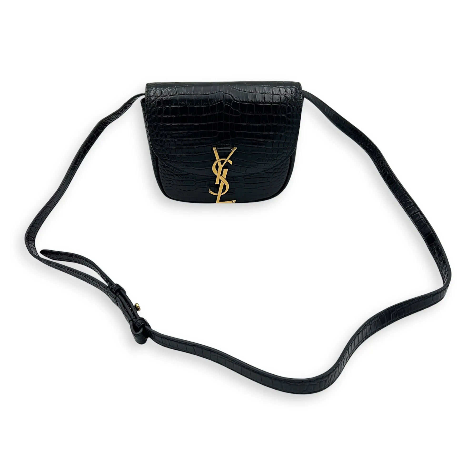 Kaia Crossbody Bag Black in Python Embossed Calfskin, Gold hardware