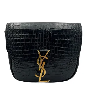 Kaia Crossbody Bag Black in Python Embossed Calfskin, Gold hardware