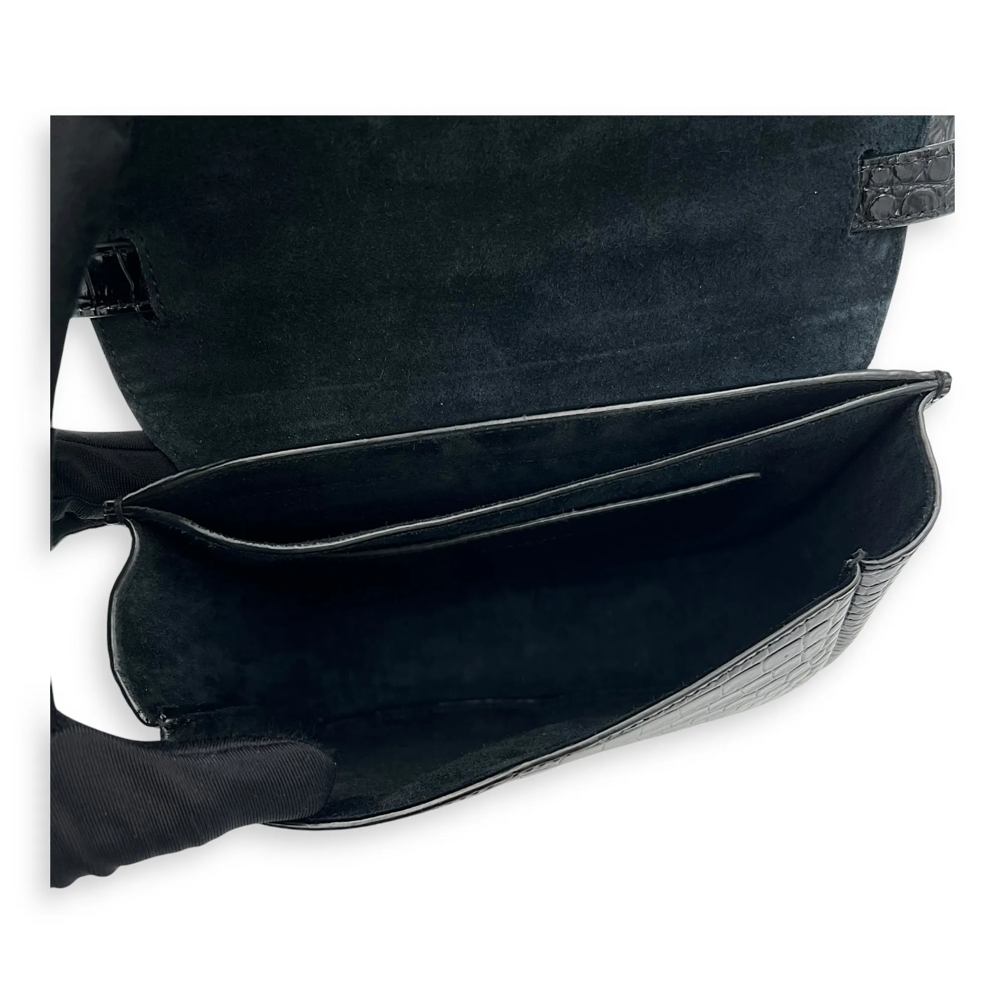 Kaia Crossbody Bag Black in Python Embossed Calfskin, Gold hardware