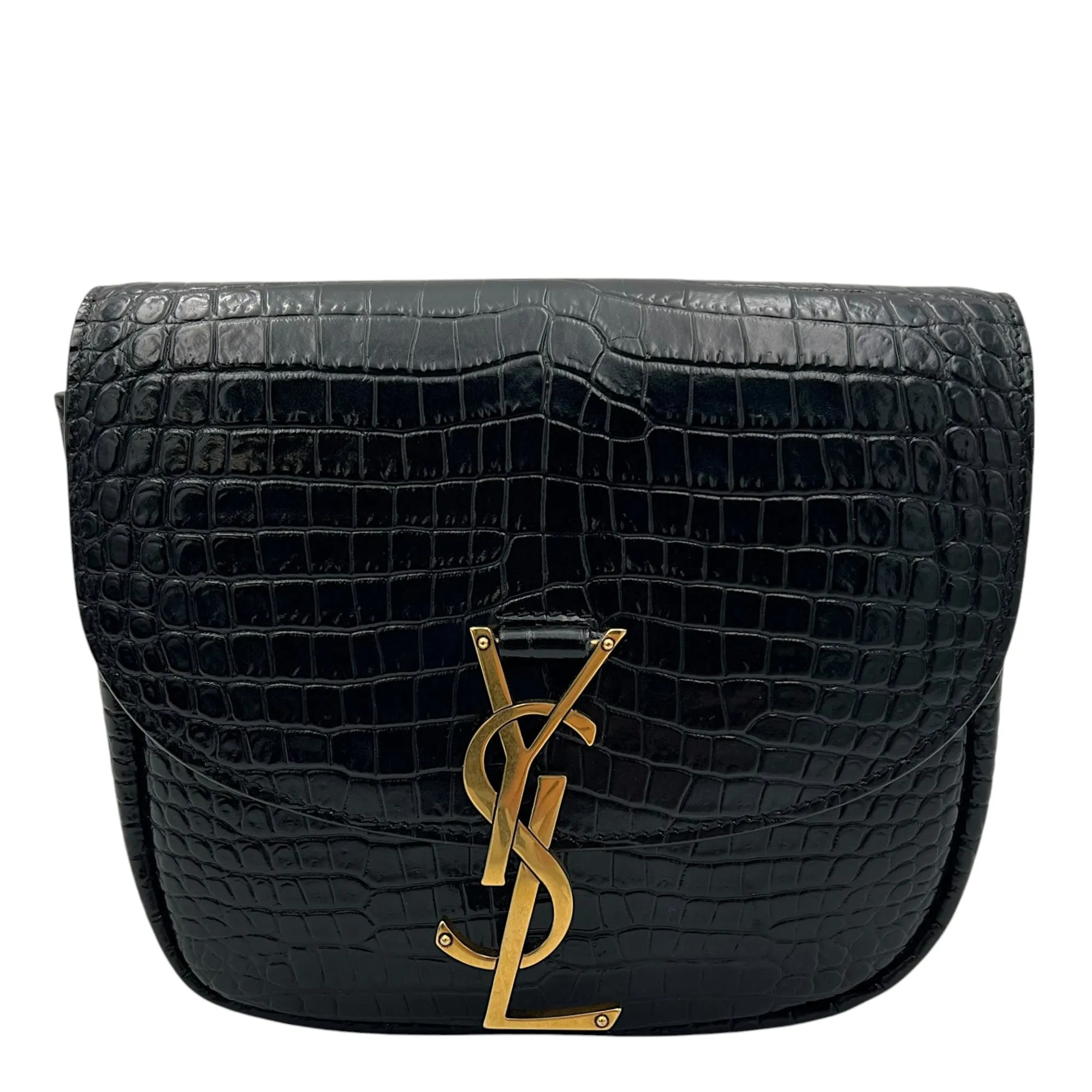 Kaia Crossbody Bag Black in Python Embossed Calfskin, Gold hardware