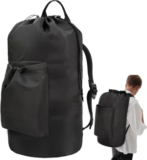 Laundry Bag Backpack, Sturdy 600D Oxford Laundry Bag Travel with Straps Large Laundry Bags for College Students (Black)