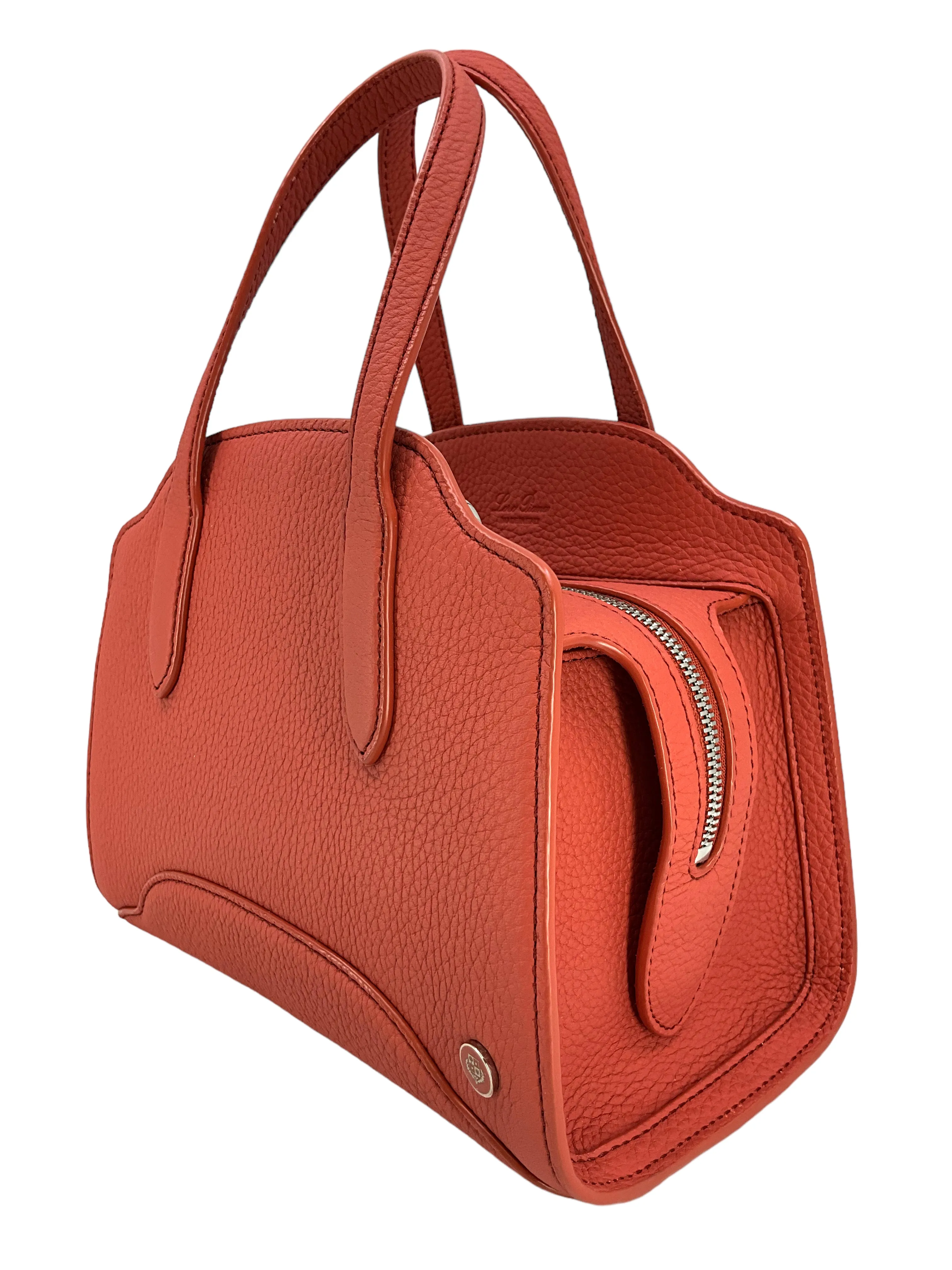 LORO PIANA Grained Calfskin Sesia Satchel Bag NEW