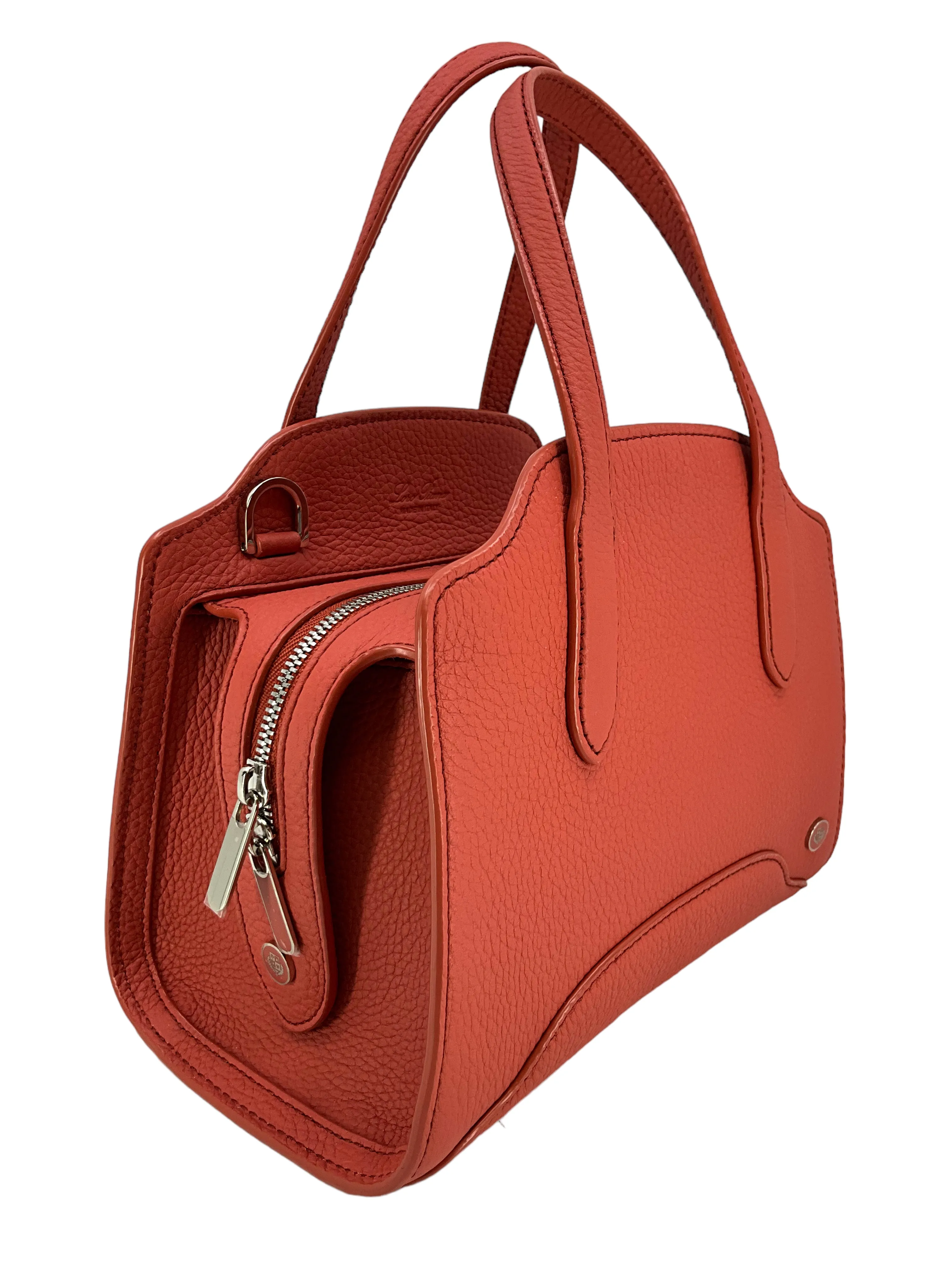 LORO PIANA Grained Calfskin Sesia Satchel Bag NEW