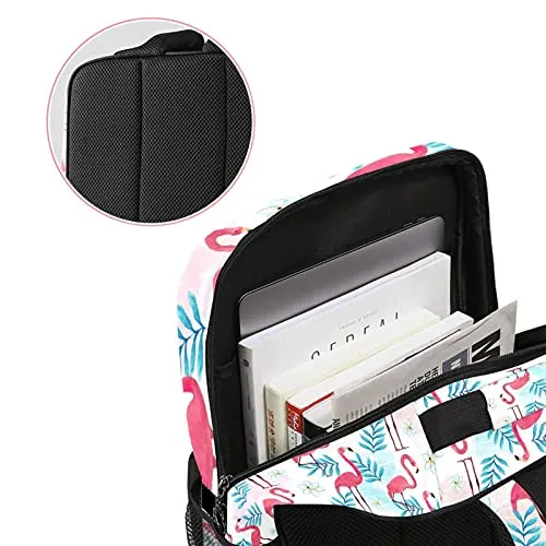 LORVIES Flamingo Pattern School Bag for Student Bookbag Women Travel Backpack Casual Daypack Travel Hiking Camping