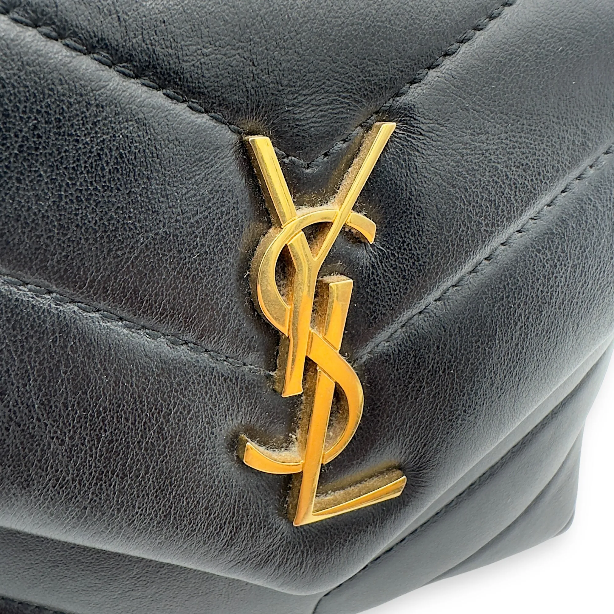 Loulou Toy Black Crossbody Bag in Calfskin, Gold hardware