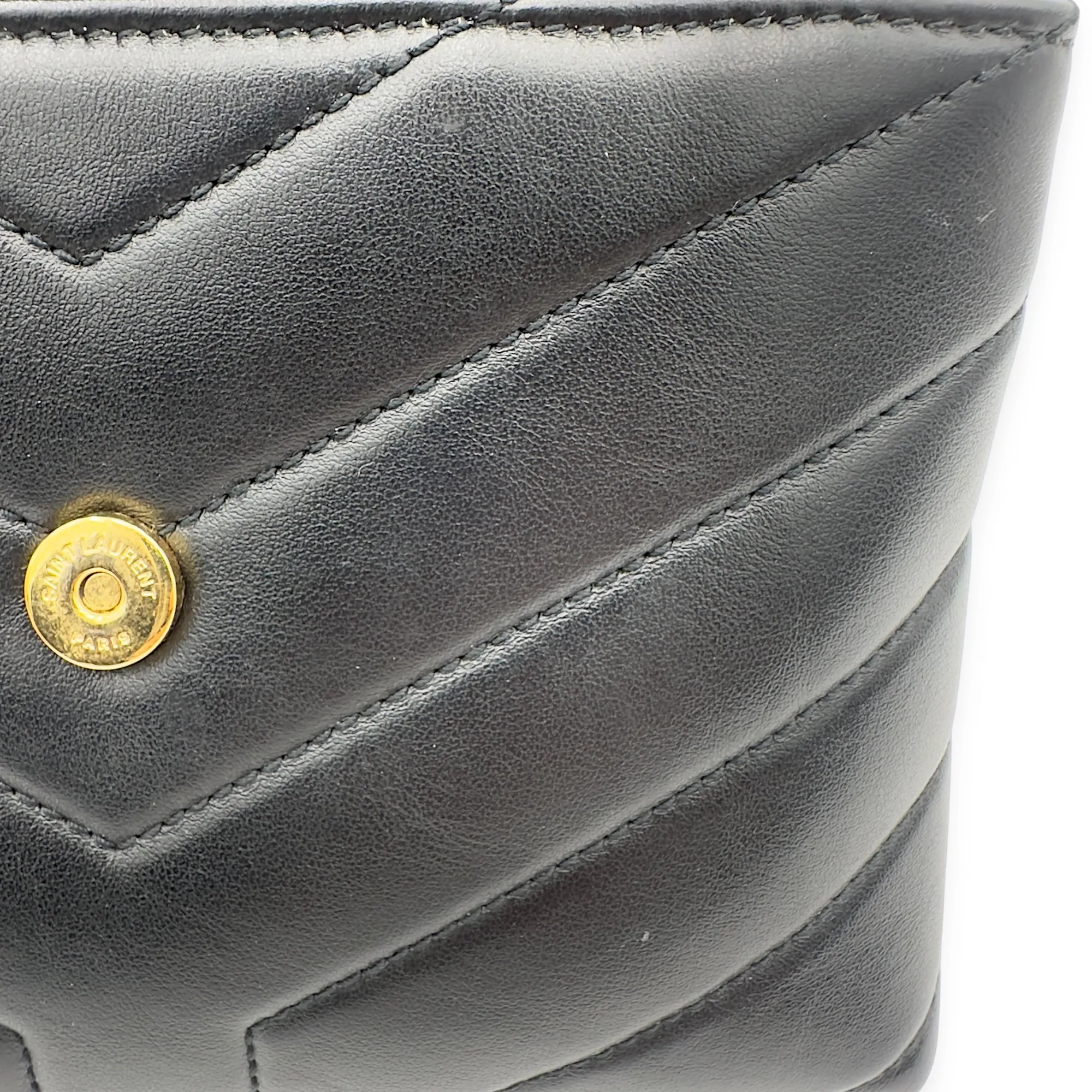 Loulou Toy Black Crossbody Bag in Calfskin, Gold hardware